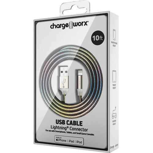 CHARGE WORX LIGHTNING CABLE 10 FT Mega Cellular Inc